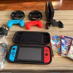 Nintendo Console with Neon Blue & Neon Red Joy‑Con Controllers